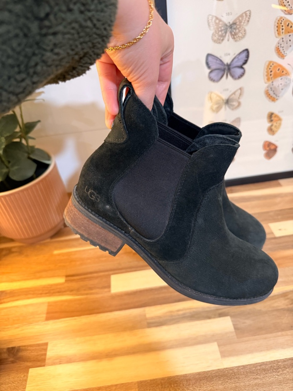 UGG Black Suede Chelsea Ankle Boots
